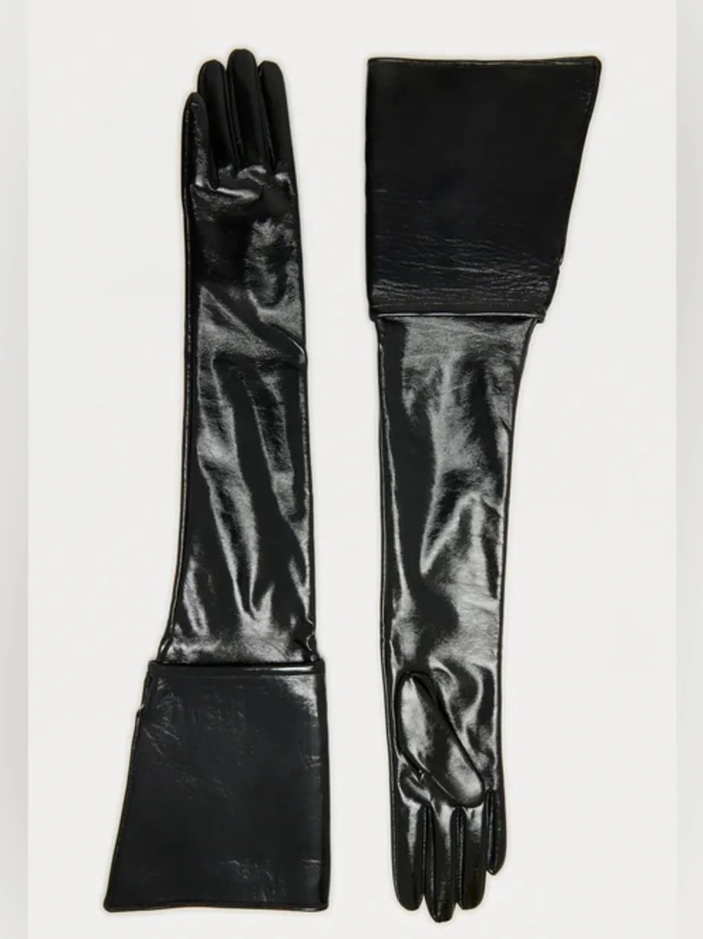 Long Black Faux Leather Opera Gloves NEW 🏷️